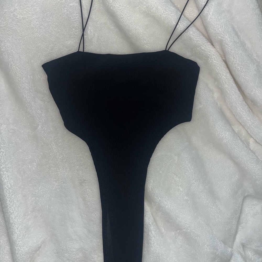 edikted black high rise bodysuit.